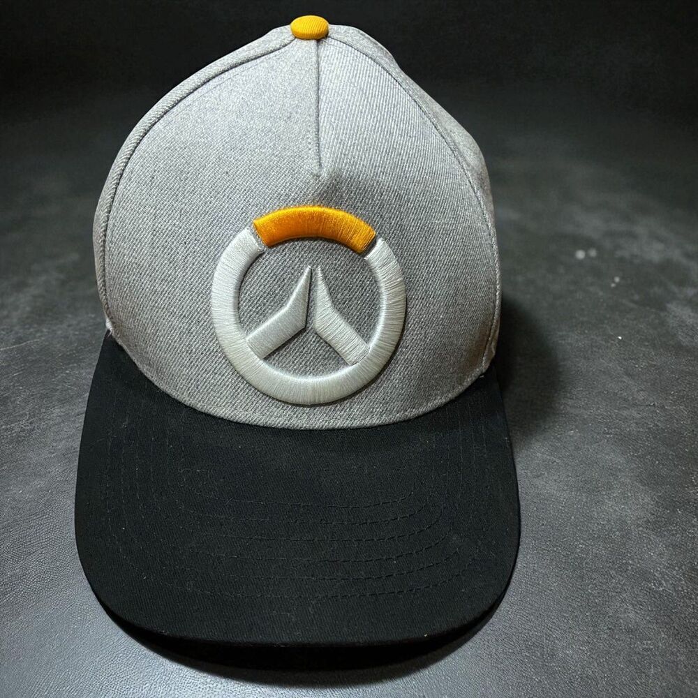 Think Geek Overwatch Logo Video Game Grey Black Snapback Hat Cap Unisex One Size